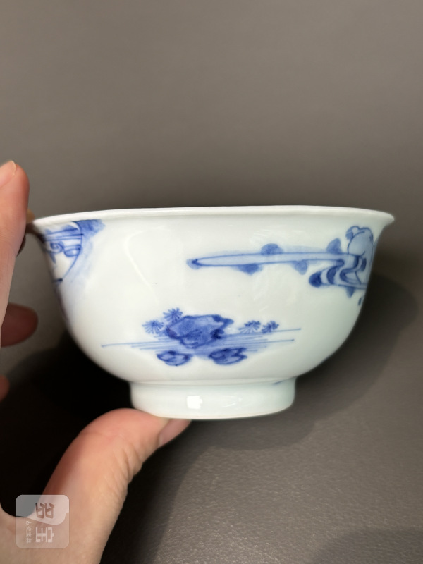 清雍正 青花高士图茶圆 - 图5